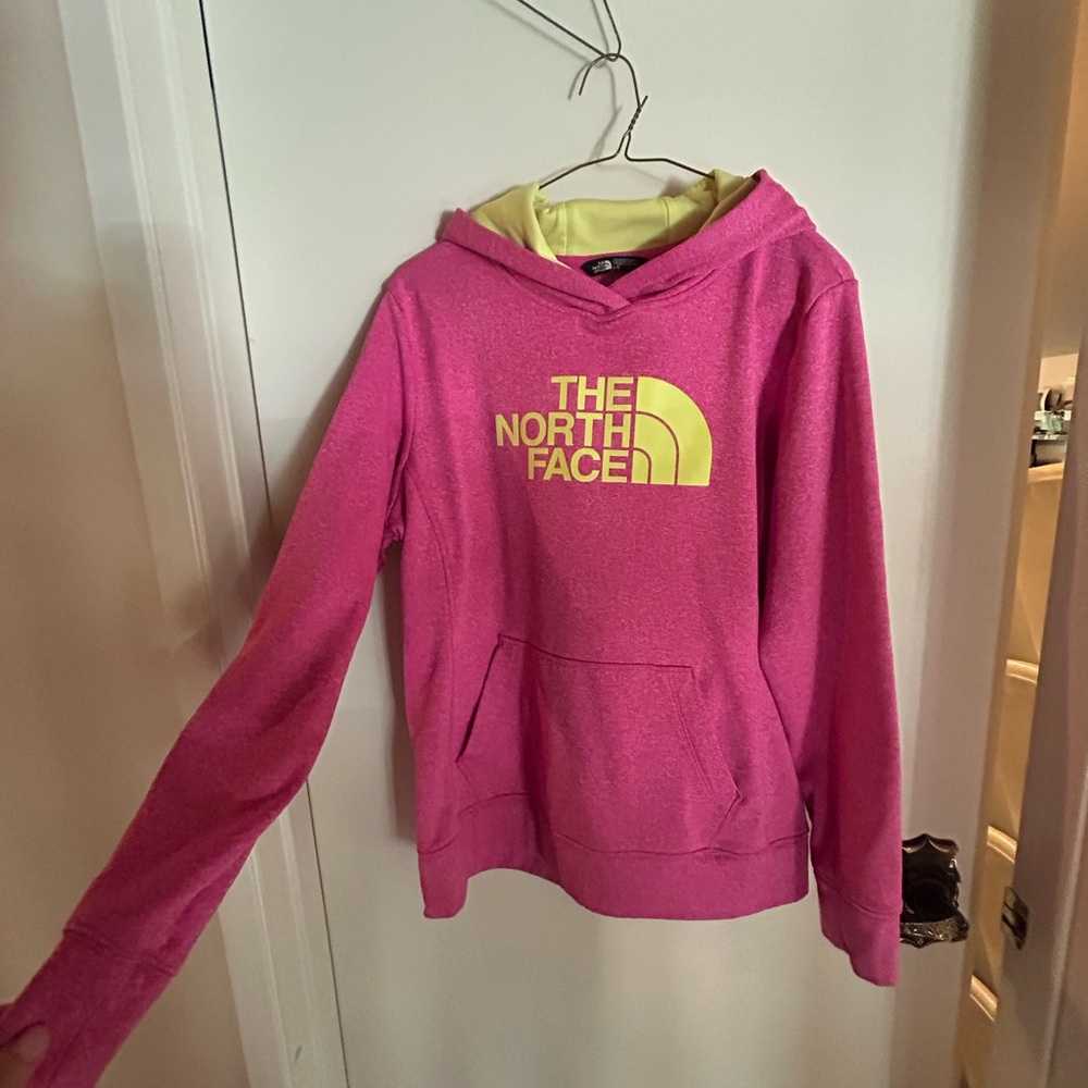 The North Face Pink and Yellow Hoodie Sweatshirt